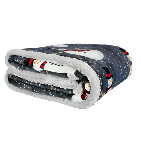 Uanit Christmas Snowman Fleece Throw Blanket Plush Reversible Sherpa Microfiber Warm Cozy Holiday Blanket 50 x 60 Inches for Couch Bed Sofa Decorative Seasonal Gift for Family Friends Machine