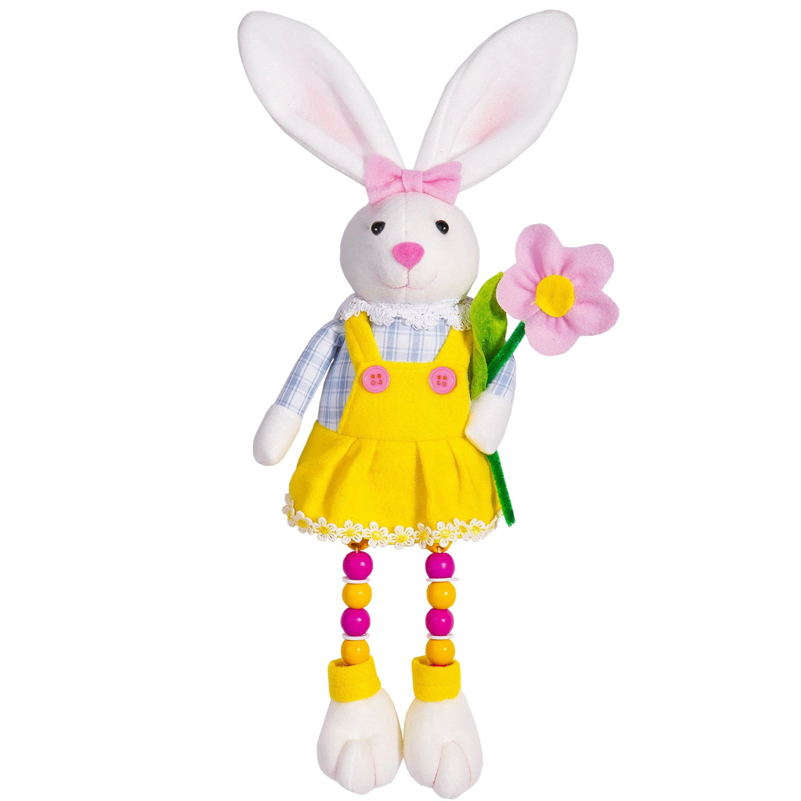 24" Yellow and Pink Plush Easter Bunny Doll