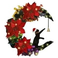 thumbnail image 1 of Uanit Creative Moon Cat Garland Farmhouse Wreaths for Front Door Wall Ornament Wreath with Flowers Rose Decorations Indoor Outdoor Window, 1 of 6