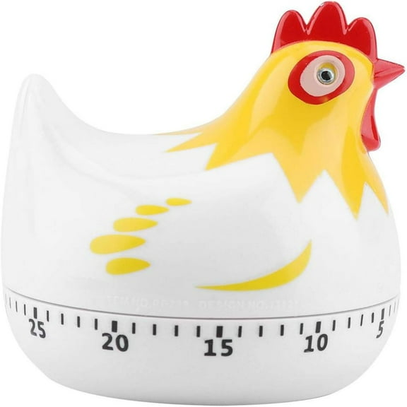 Uanit Cute Cartoon Chicken Timers Loud Alarm Manual Timer Baking Timer Chicken Kitchen Cooking Timer Clock for Cooking Baking Washing (White)