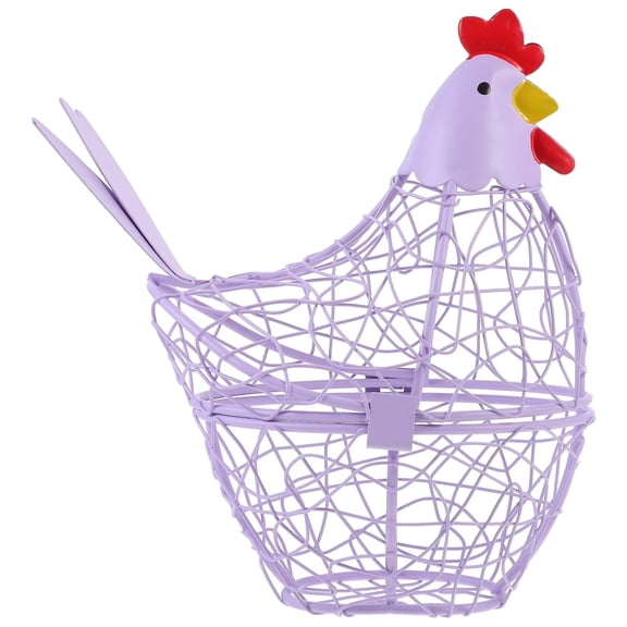 Uanit Decorative Hen-Shaped Wire Kitchen Egg Basket - Rustic Style Closable Home Craft Organizer for Countertop, Farmhouse Decor, Fruit Display & Seasonal Easter Table Centerpiece
