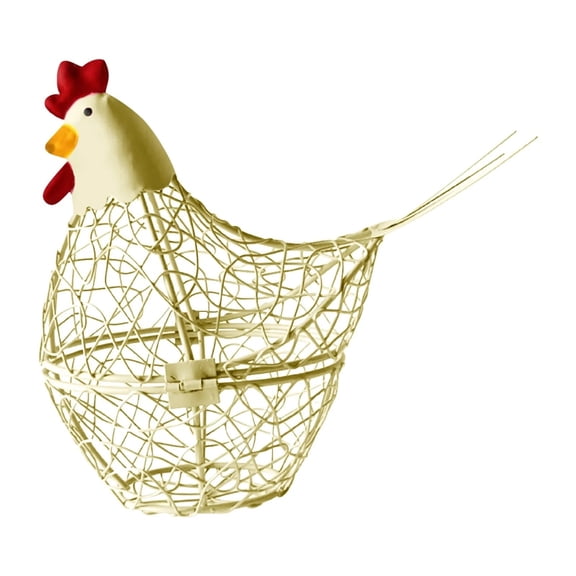 Uanit Decorative Hen-Shaped Wire Kitchen Egg Basket - Rustic Style Closable Home Craft Organizer for Countertop, Farmhouse Decor, Fruit Display & Seasonal Easter Table Centerpiece