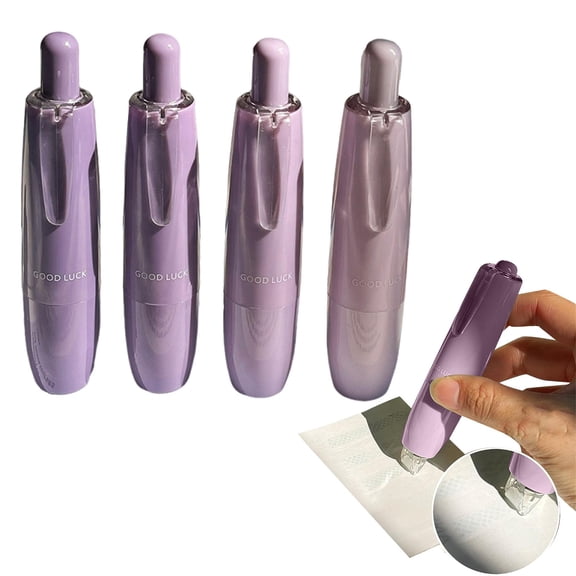 Uanit Double Sided Tape Dispenser Pens with Gradient Colors Design, Retractable Push-to-Dispense Glue Pens for Wrapping Paper, Crafting and Parcel Sealing (Set of 4 Pieces)
