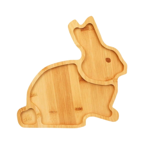 Uanit Easter Bunny and Carrot Shaped Divided Snack Tray Set - Bamboo Appetizer Plates for Fruits, Candy & Party Snacks, Fun 𝗞𝗶𝗱𝘀 Serving Tray for Holiday and Everyday Use