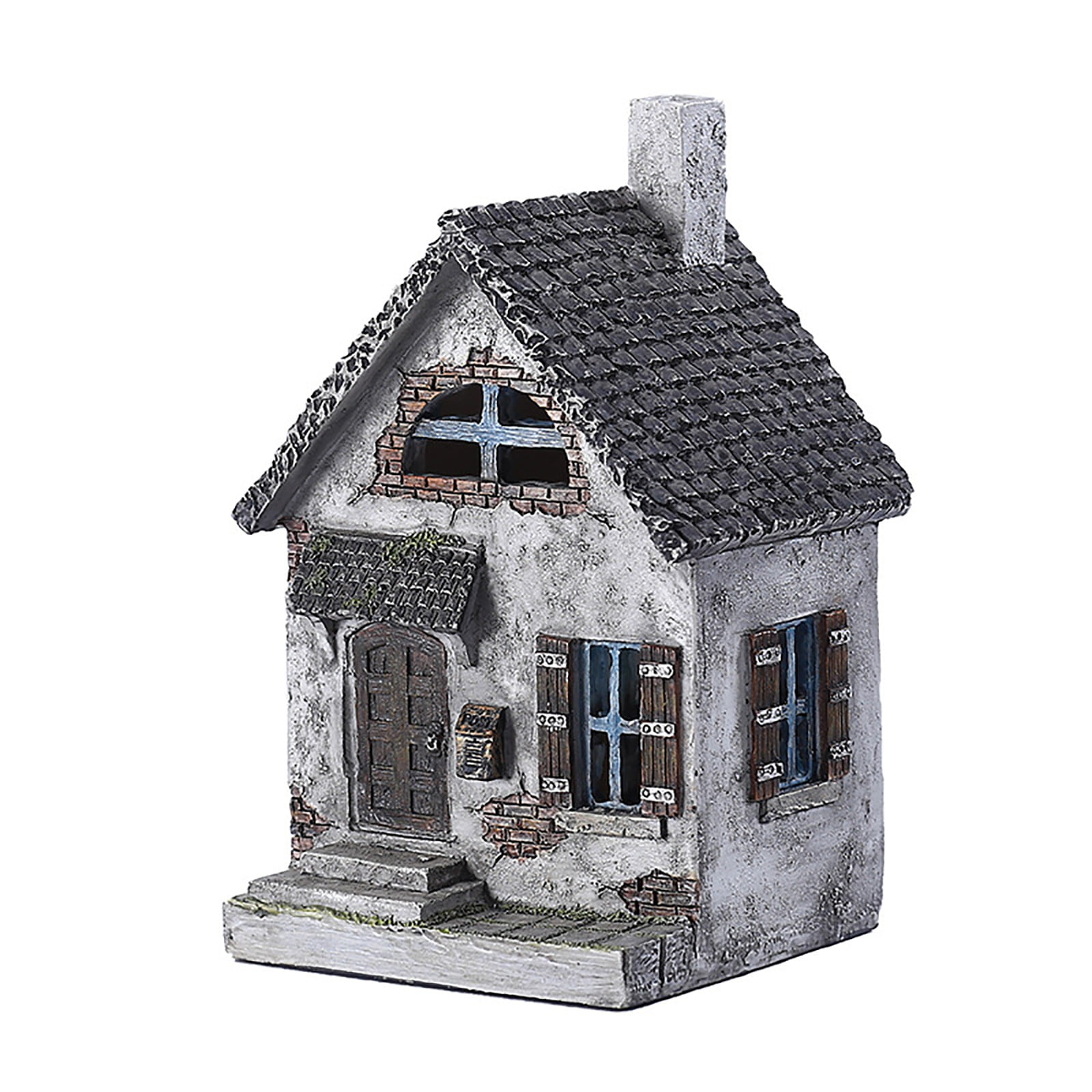 Uanit Fairy Tale Resin House Statues, Funny Garden Figurine,Resin Gray ...