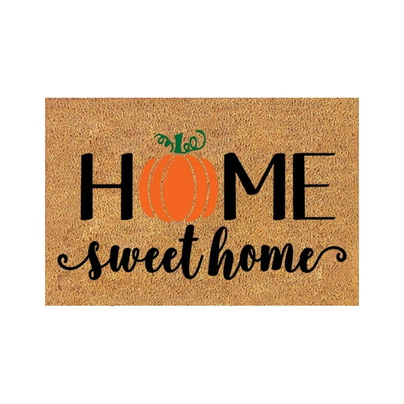 Uanit Fall Coir Doormat Welcome Pumpkins Door Mat Non-Slip Farmhouse Floor Mats Autumn Decorative Entrance Door Rugs for Halloween Thanksgiving Indoor Outdoor Bathroom Porch Decor, 15.7 x 23.6 Inch