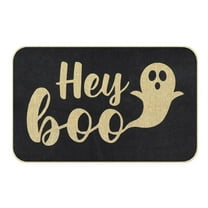Uanit Ghost Hey Boo Decorative Doormat Seasonal Fall Halloween Holiday Low-Profile Floor Mat Switch Mat Non Slip Foot Mat Home Velvet Holiday Decoration Mat for Indoor Outdoor