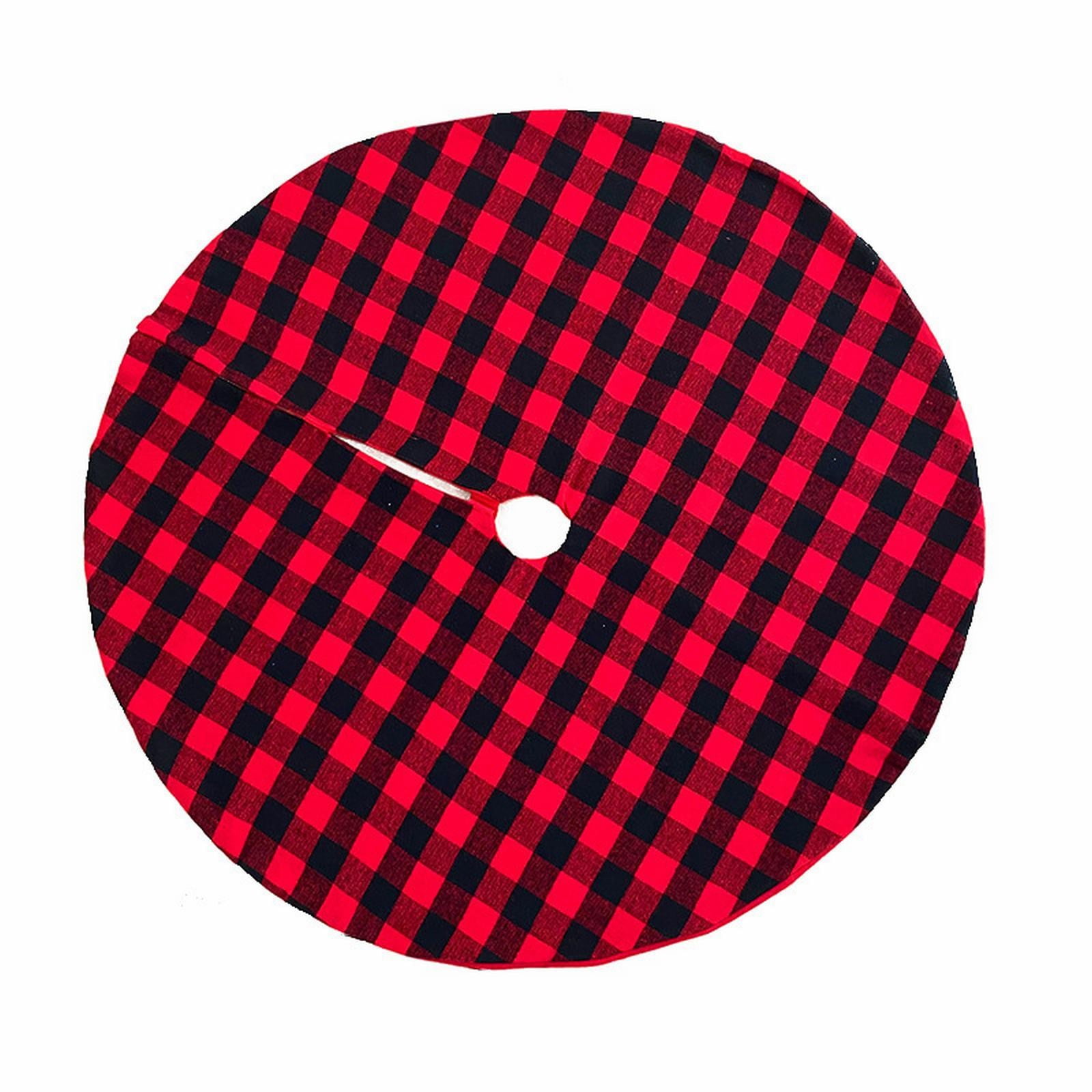 Red and Black Buffalo Plaid Christmas Tree Skirt, 36 Inch
