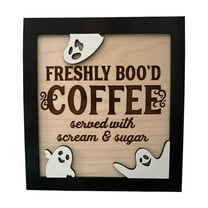 Uanit Halloween Coffee Sign Table Decoration Halloween Desktop Decoration Halloween Coffee Logo Desktop Decoration