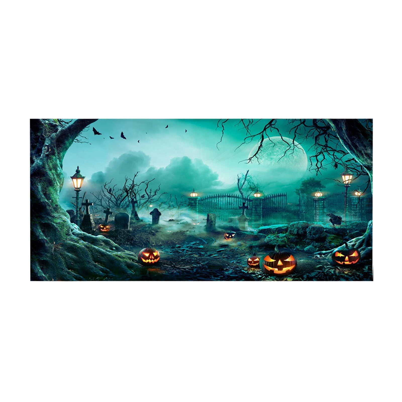 Spooky Halloween Garage Door Banner - 6x13 Ft Haunted Cemetery Backdrop For Outdoor & Indoor Scary Decor