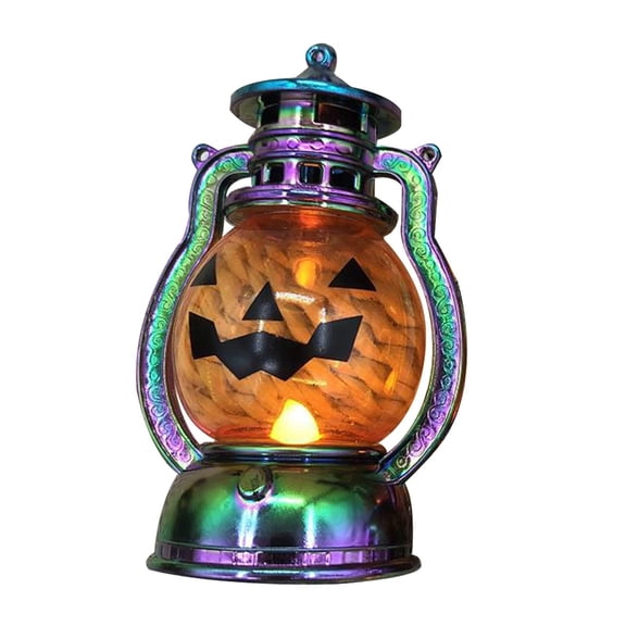 Uanit Halloween decorative pumpkin lantern Halloween Decorative Pumpkin Vintage Easter Plastic Electronic Candle Handheld Pumpkin Electroplated American Wind