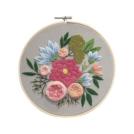 Uanit Handmade DIY Leaves and Flowers Embroidery Practice Kit, Embroidery Kit for Beginners Adults, Learn to Embroider Kit Adult Beginner, Embroidery Practice Stitches Kit, Beginner Embroidery Kit
