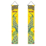 Uanit Hanukkah Diwali Couplet Porch Decorations Photo Banner Backdrop 1 Pair the Of Decorative Curtains and Banners Are Suspended at Home Vacation Gatherings Lighting Festival Light Festival