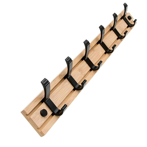 Uanit Hook Up Coat Rack Wall Mount With Movable Multiple Metal Hooks Wooden Farmhouse Hangers For Hat Towel Purse Robes Mudroom Bathroom Entryway