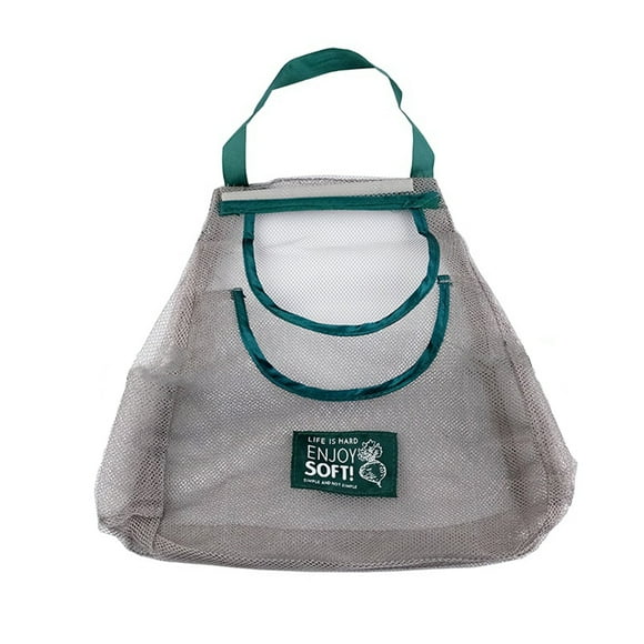 Uanit Household Fruit And Vegetable Double Layer Mesh Bag Kitchen Wall Mounted Storage Handbag Portable Breathable Multi Purpose Foldable Tote Shopping Reusable Recycling Bag