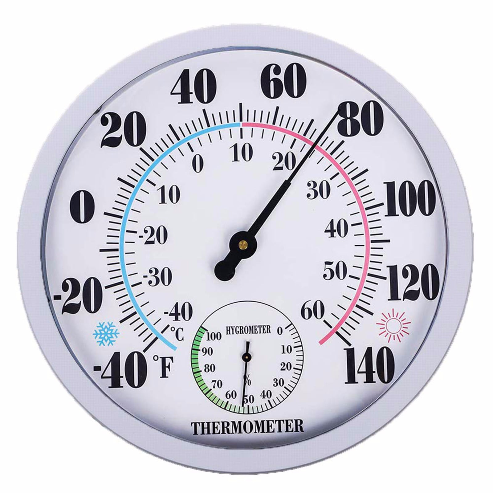 White 10" Outdoor Thermometer Hygrometer with Large Numbers