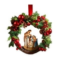 thumbnail image 1 of Uanit Jesus Mary Wreath Red Cross Star Lantern Christmas Bow Prayer Wreaths for Front Door Holiday Decorations Garland Indoor Outdoor Home Party Hanging Wreath(16 Inch), 1 of 7