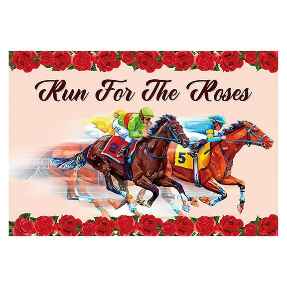 Uanit Kentucky Derby Theme Background Cloth Horse Racing Festival Party Decoration Supplies Banner Photography Rose Background