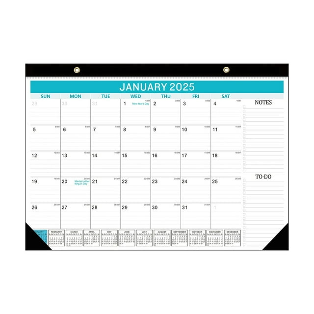 Uanit Large Monthly Wall Calendar 2025 to 2026 with Durable TwinWire Binding Thick Paper Blocks
