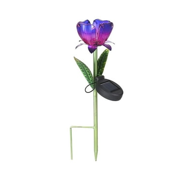 Uanit Plant light Solar Glass Flower Lights with Solar Courtyard Lights Warm White Blue Purple Flowers