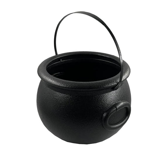 Uanit Plastic Black Cauldron Kettle Halloween Candy Bowl, Large Witch Cauldron Pot Bucket for Halloween & St. Patrick’s Day Decorations Trick or Treat Party Supplies