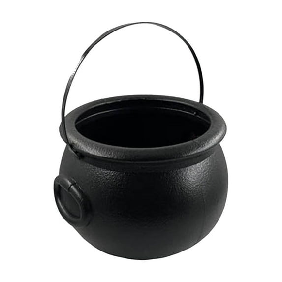Uanit Plastic Black Cauldron Kettle Halloween Candy Bowl, Large Witch Cauldron Pot Bucket for Halloween & St. Patrick’s Day Decorations Trick or Treat Party Supplies