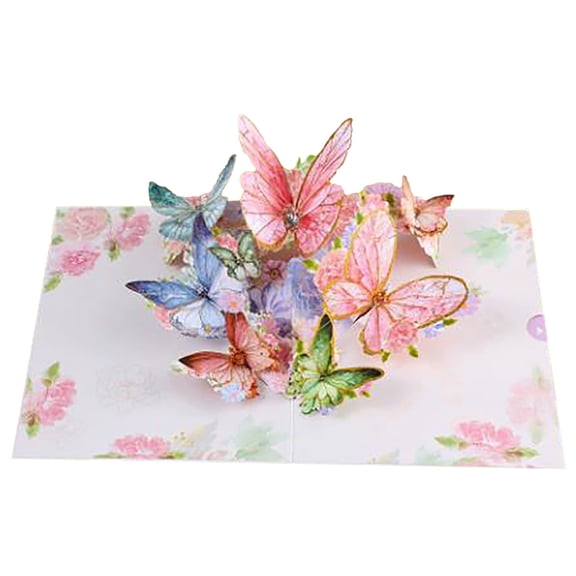 Uanit Pop Up Card, Butterfly and Flower 3D Greeting Card with Envelope for Any Occasion, Birthday, Mother's Day, Anniversary, Valentines Day, Foldable Celebration Cards for Friends