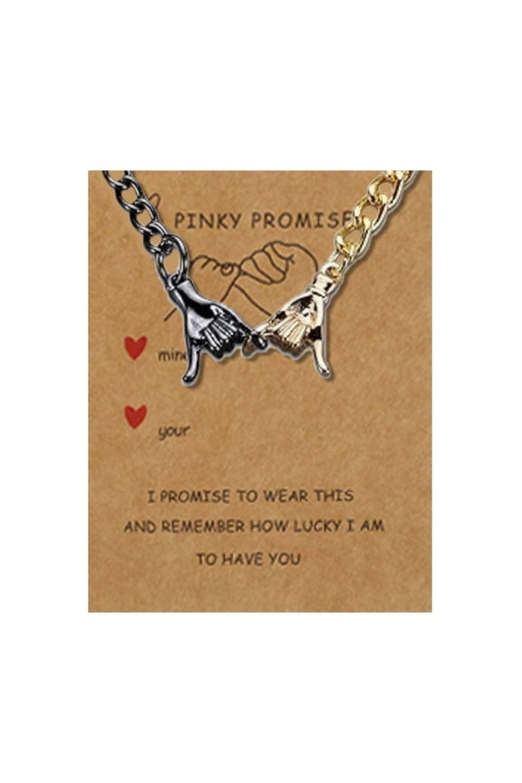 Promise Couple Necklace - Holding Hands Pendant Clavicle Chain for Valentine's Day, Anniversary, Wedding or Memorial Gift, Matching Love Jewelry Set for Couples