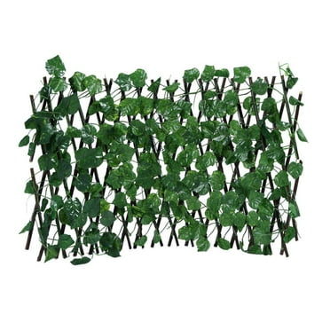 Uanit Retractable Garden Fence Clearance Expandable Wooden Trellis Artificial Green Ivy Leaves Privacy Screen for Home and Outdoor Decoration