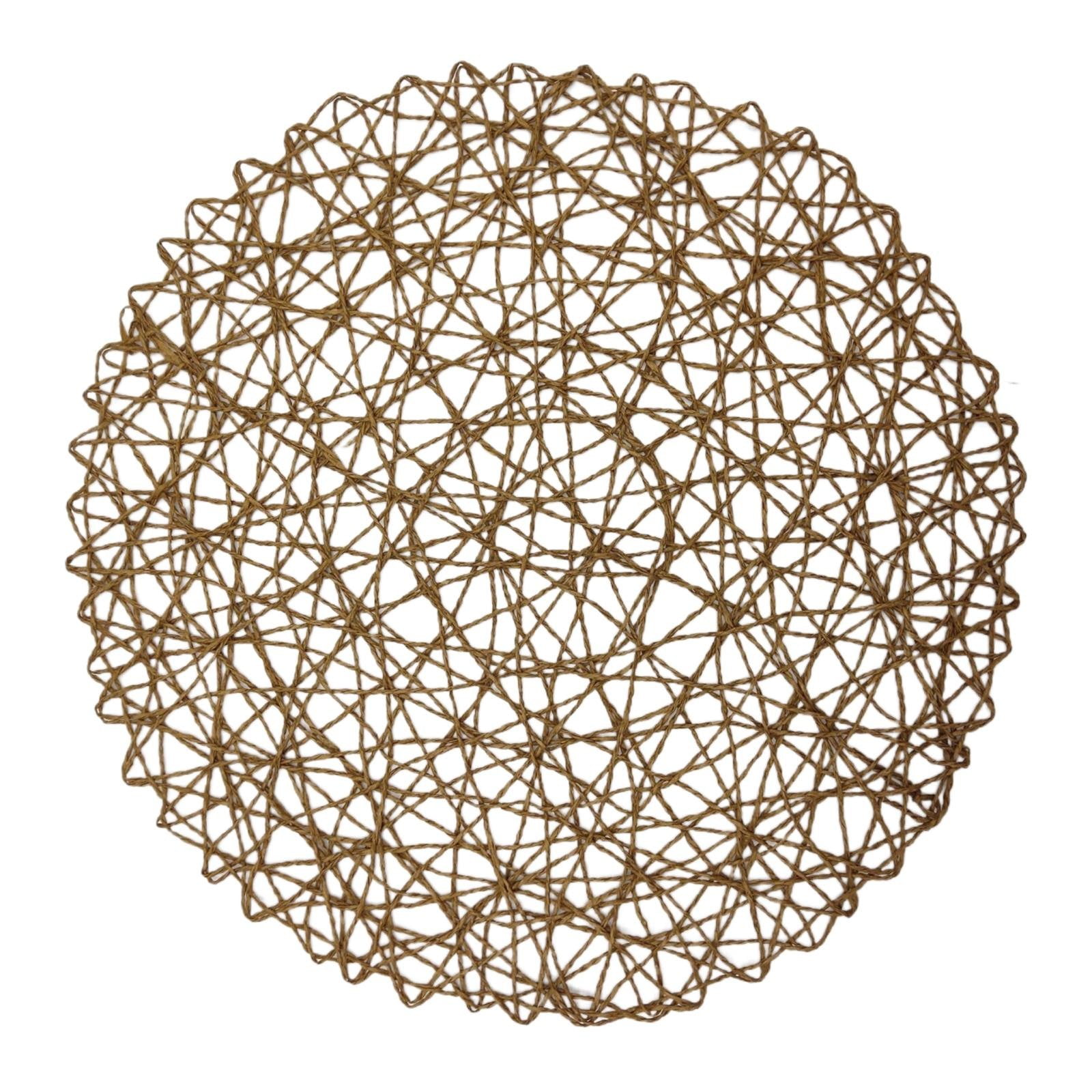 Uanit Round Placemats Set of 6 for Dining Table, 15 Inch Paper Woven
