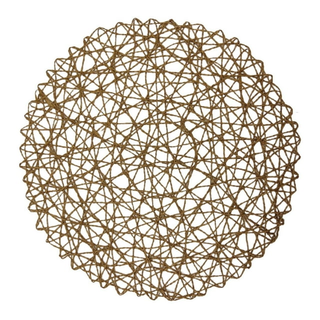 Uanit Round Placemats Set of 6 for Dining Table, 15 Inch Paper Woven