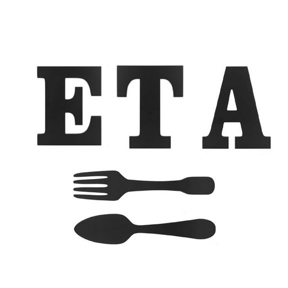Uanit Set of EAT Sign, Fork and Spoon Wall Decor, Rustic Wood Eat Decoration, Cute Eat Letters for Kitchen and Home, Decorative Hanging Wooden Letters, Country Wall Art for Dining Room (Black)