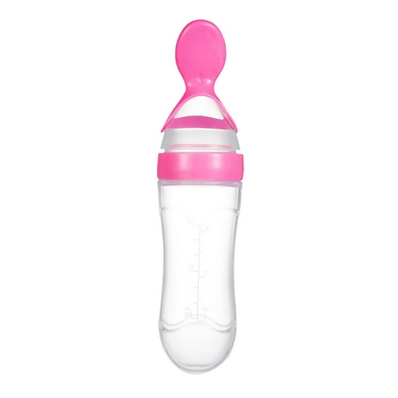 Uanit Cereal Food Feeder with Spoon Baby Bottle Silicone Feeding Rice Tableware