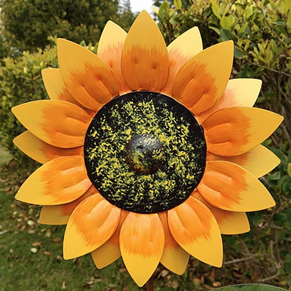 Uanit Sunflower Metal Windmill Dual Spinning Garden Stake Outdoor Patio Decoration No Matter the Season You’Ll Love Movement and Color It Brings to Your Yard All