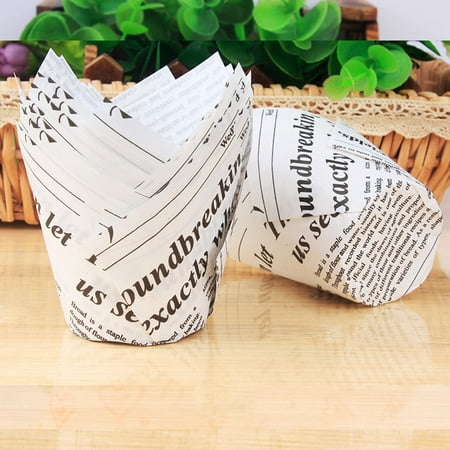 Uanit Tulip Cupcake Liners, 50 PCS Baking Cups Muffin Tins Treat Cups with a Coaster Baking Wrapped Case Cake Muffin Cup Box for Weddings, Birthdays, Baby Showers