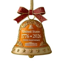 Uanit USA 250th Anniversary Bell Shaped Ornament, 2D Acrylic Flat Decorative Pendant for Christmas Tree Patriotic Celebration, Patriotic Themed Creative House Decor Keepsake