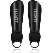 Uantc Shin Guards - Shin Guards with Ankle Protection Cushion Protection Reduce Shocks and Injuries - Kids Soccer Shin Guards with Adjustable Straps for Boys/Girls - Shin Guards Soccer Youth BlackM