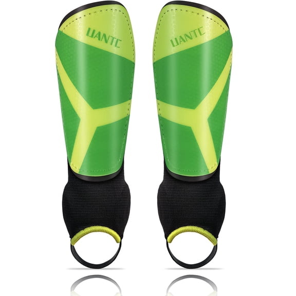 Uantc Shin Guards - Shin Guards with Ankle Protection Cushion Protection Reduce Shocks and Injuries - Kids Soccer Shin Guards with Adjustable Straps for Boys/Girls - Shin Guards Soccer Youth GreenXS