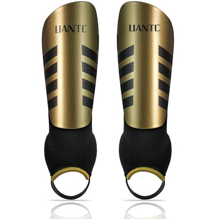 Uantc Shin Guards - Shin Guards with Ankle Protection Cushion Protection Reduce Shocks and Injuries - Kids Soccer Shin Guards with Adjustable Straps for Boys/Girls - Shin Guards Soccer Youth GlodenXS