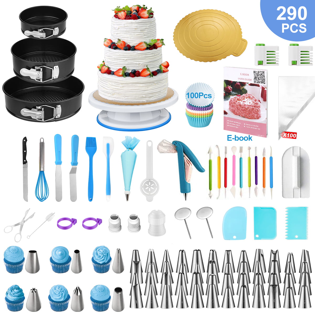 Uarter 290 Pcs Cake Decorating Kit Cake Decorating Supplies with ...