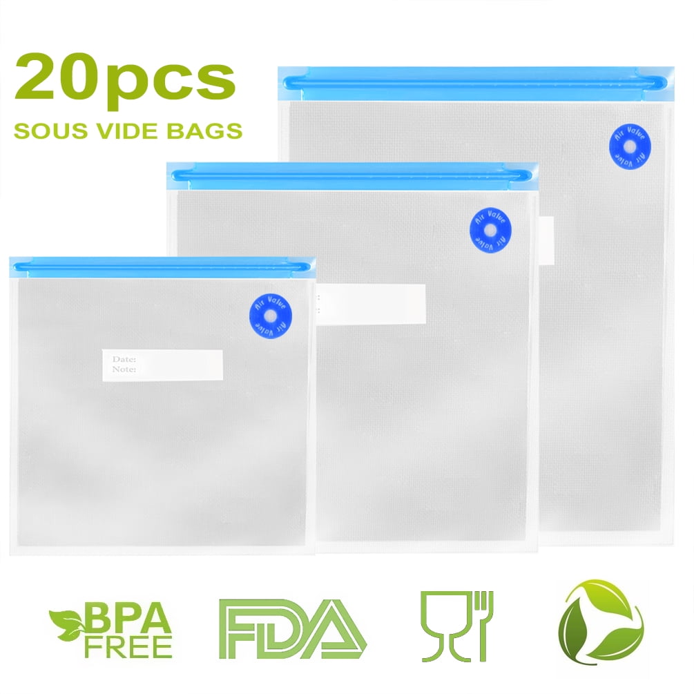 Uarter 3 Size 20Pcs Bags Reusable Vacuum Sealed Bag Food Saver Storage