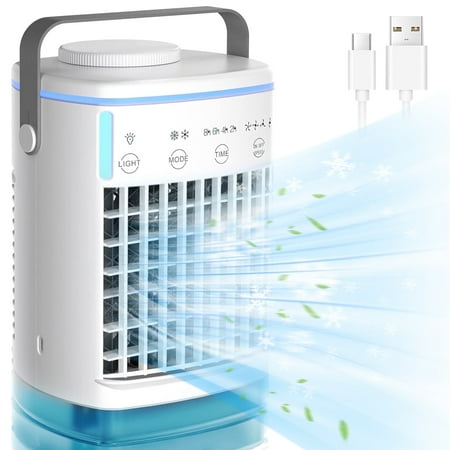 Uarter 3-in-1 Evaporative Air Cooler 4-Speed Portable Conditioner Cooling Fan 700ml Mini Humidifier