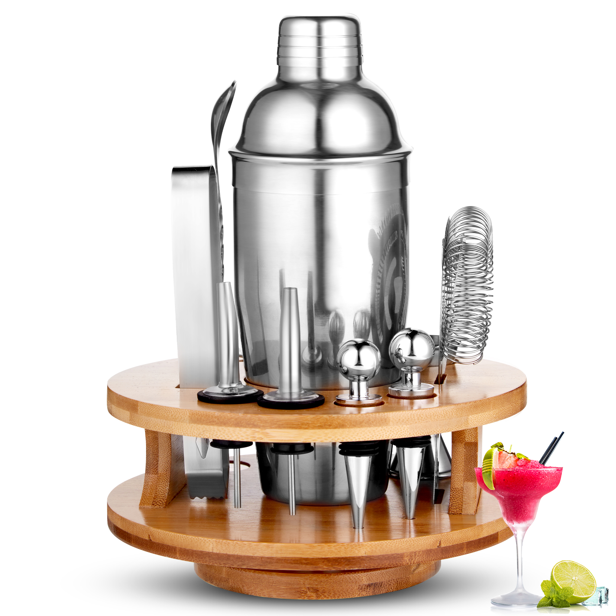 Uarter Bartender Kit with Stylish Bamboo Stand, 12 Piece 25oz Cocktail