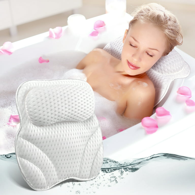 Uarter Bath Pillows Tub Pillows Bath Back Cushion Spa Tub Pillow for Women  & Men Bathtub Spa Pillow for Head Neck Back - White