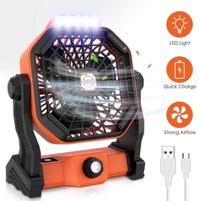 Uarter Camping Fan with LED Light, 10" USB Rechargeable Outdoor Portable Fans, 7800mAh Battery Desk Fan, 270 Rotation, for Tent, Office,Bedroom,Outside