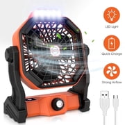 Uarter Camping Fan with LED Light, 10 USB Rechargeable Outdoor Portable Fans, 7800mAh Battery Desk Fan, 270  Rotation, for Tent, Office,Bedroom,Outside