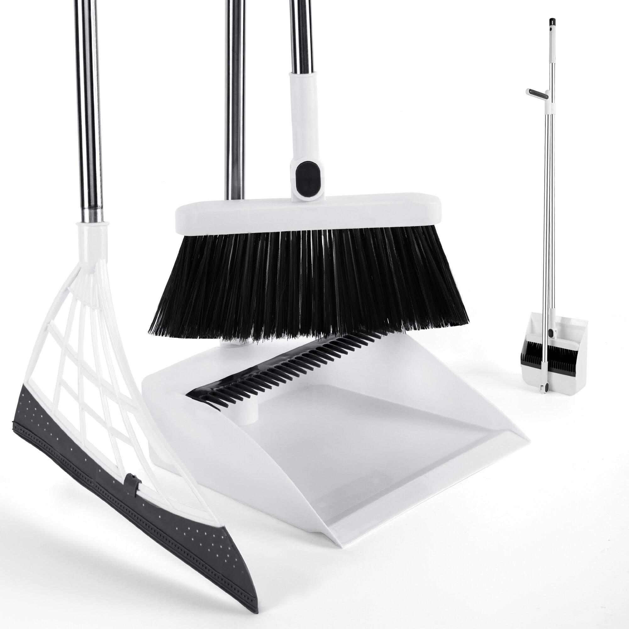 Uarter Dust Pan Broom Squeegee Foldable Standing Set with Dustpan Combo