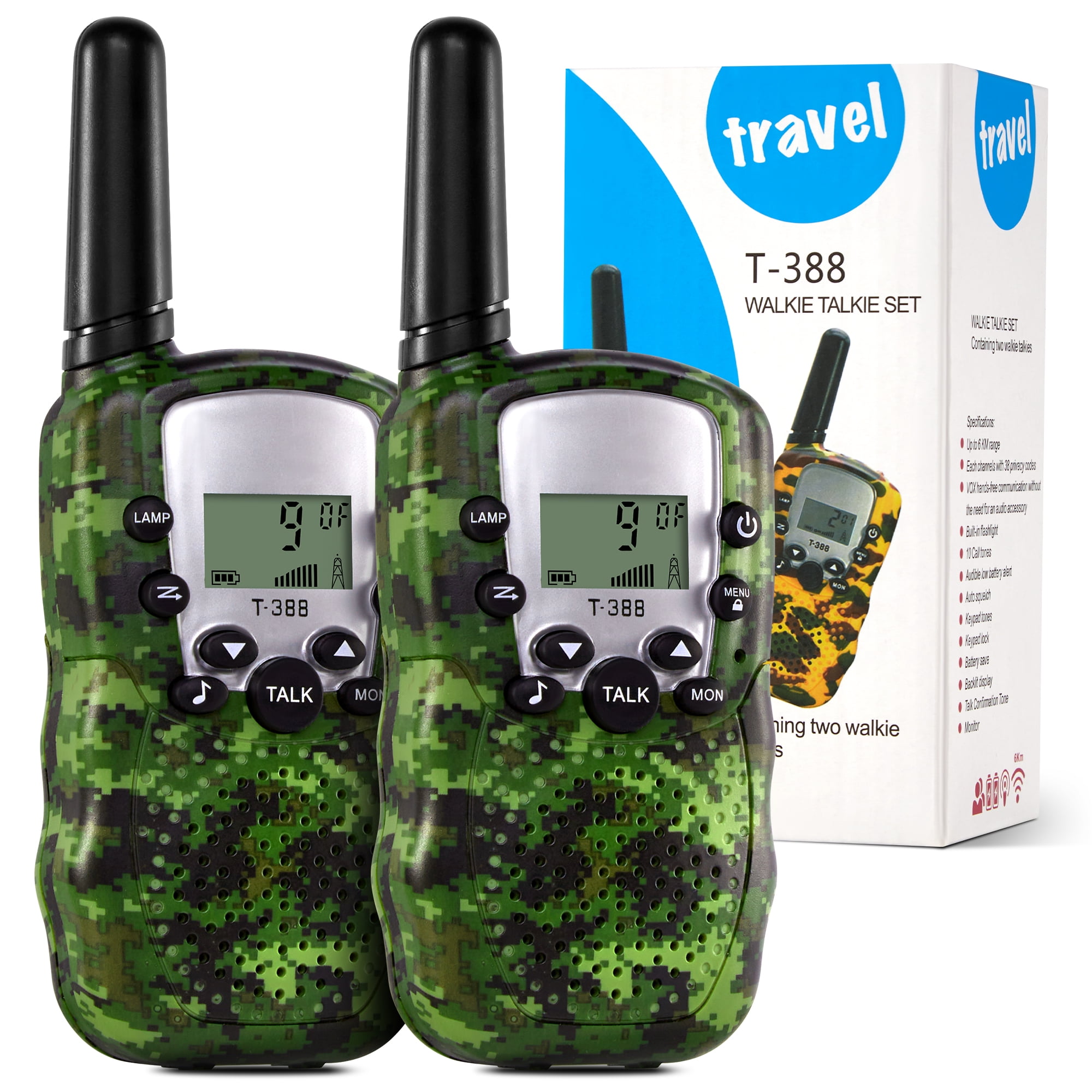 Uarter Kids Walkie Talkies, 2 Way Radio, 6 KM Long Range Toy for Boys Girls 3-15 Years Old-2 Pack