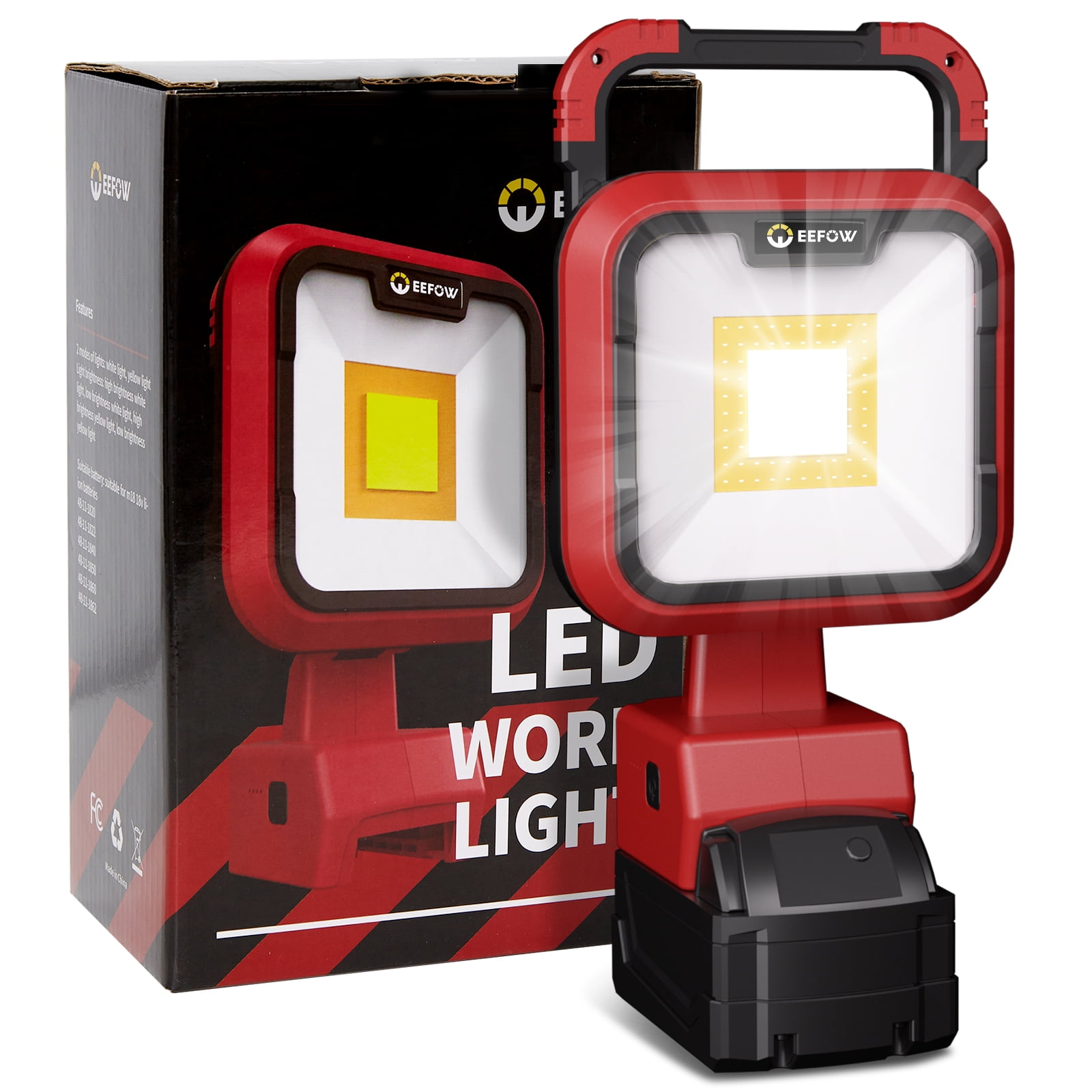Uarter LED Work Light 90W 9500 Lumen 2 COB 140Rotatable 4 Modes Portable Cordless Stand Working LightsRed