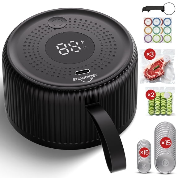 Uarter 50pcs/set Mason Jar Vacuum Sealer with Wide & Regular Mouth, Electric Cordless Mason Jar Vacuum Sealer for Food Storage and Fermentation